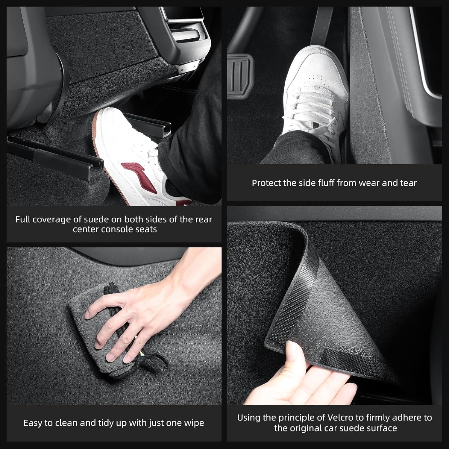 5Pcs Front & Rear Center Console Anti-Kick Pad for Model Y Juniper