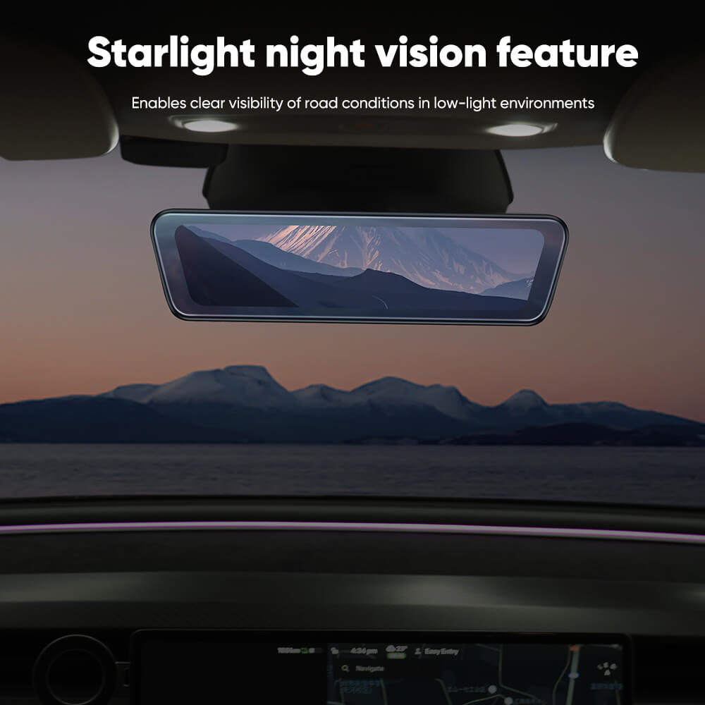 Rear view Mirror with Advanced Night Vision & Streaming Features for Tesla Model 3/Y/3 Highland