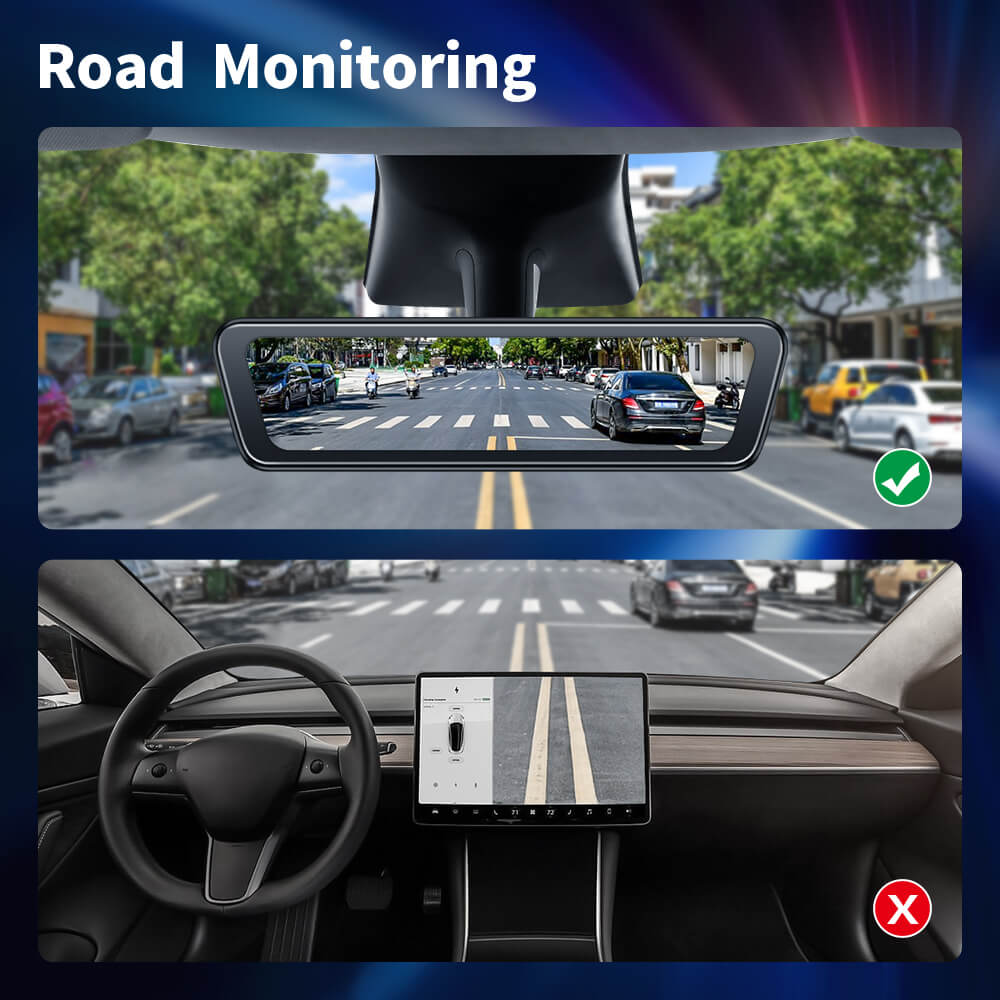Rear view Mirror with Advanced Night Vision & Streaming Features for Tesla Model 3/Y/3 Highland