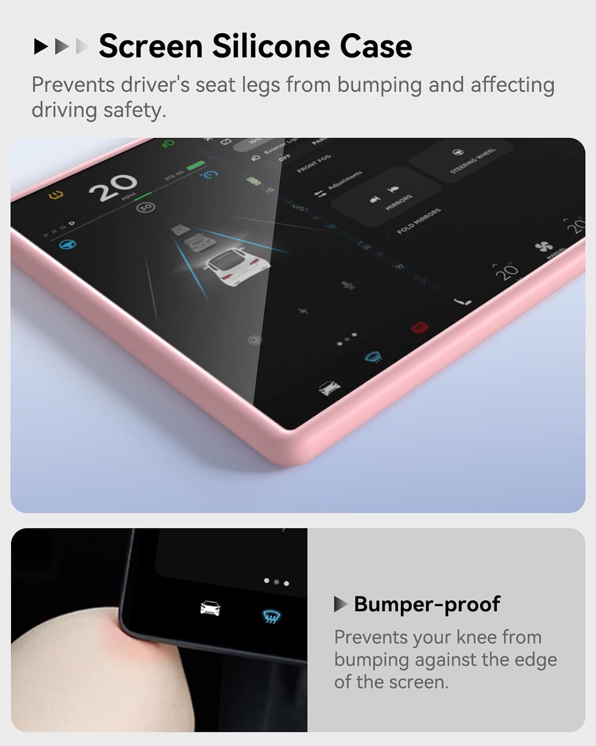 Wireless Charger Mat, Screen, and Rearview Mirror Protector Frame (3 pcs)