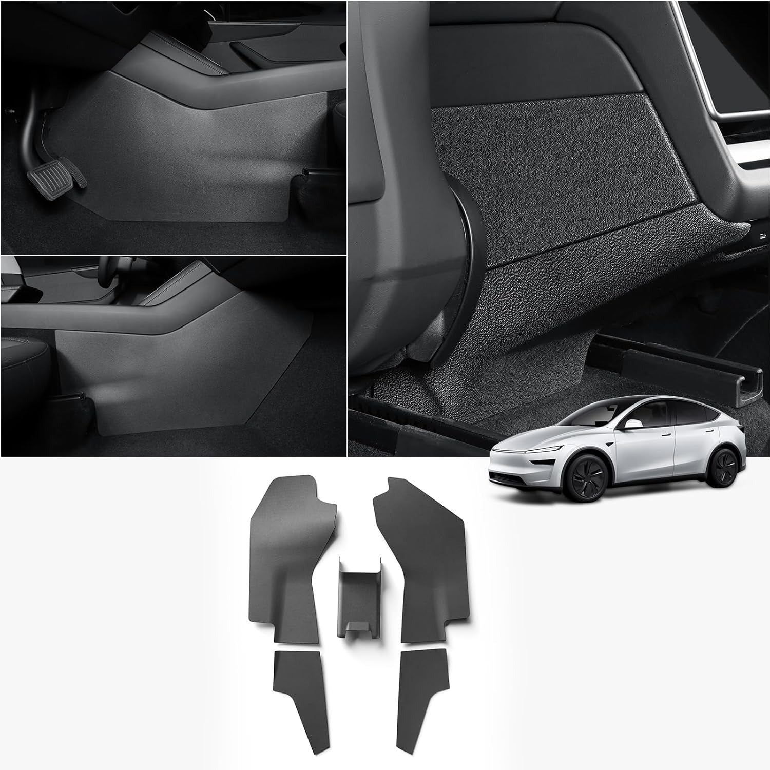 5Pcs Front & Rear Center Console Anti-Kick Pad for Model Y Juniper