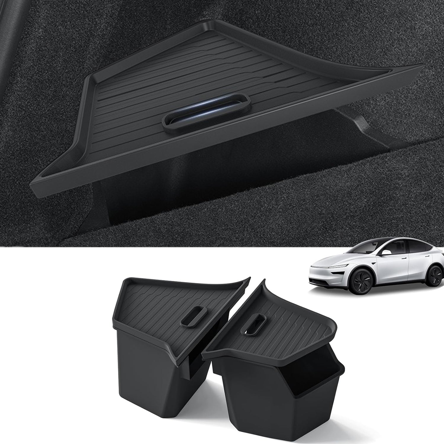 2Pcs Rear Trunk Side Storage Box for Tesla Model Y Juniper