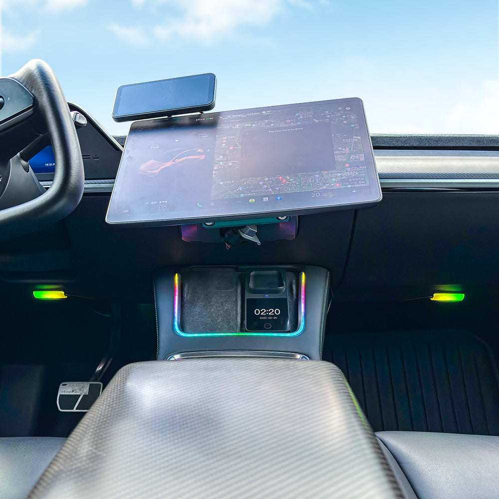 Wireless Charger with Ambient Light for Model 3/Y - 2 Footwell Light